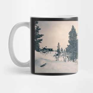 Wintertime - Cabin in Snow-Covered Scandinavian Winter Landscape Mug